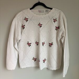 Milano Design Group Floral Cotton Knit Sweater